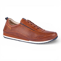 Liverpool - Sneakers slip-on da uomo in pelle marrone con elastico