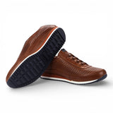 Liverpool - Sneakers slip-on da uomo in pelle marrone con elastico