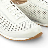 Liverpool - Sneakers slip-on da uomo in pelle bianca con elastico in vita