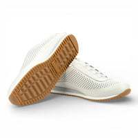 Liverpool - Sneakers slip-on da uomo in pelle bianca con elastico in vita