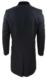 Mens 3/4 Long Double Breasted Charcoal Overcoat