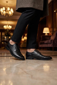 Lorenzo - Scarpe Oxford da uomo in pelle nera lucida