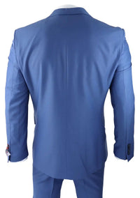 Mens Classic Light Blue 3 Piece Suit Slim Fit Vintage Retro Smart Formal Wedding