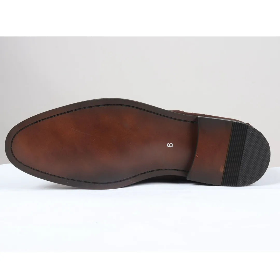 Men's Slip On Brown Suede Leather Lined Chelsea Boots