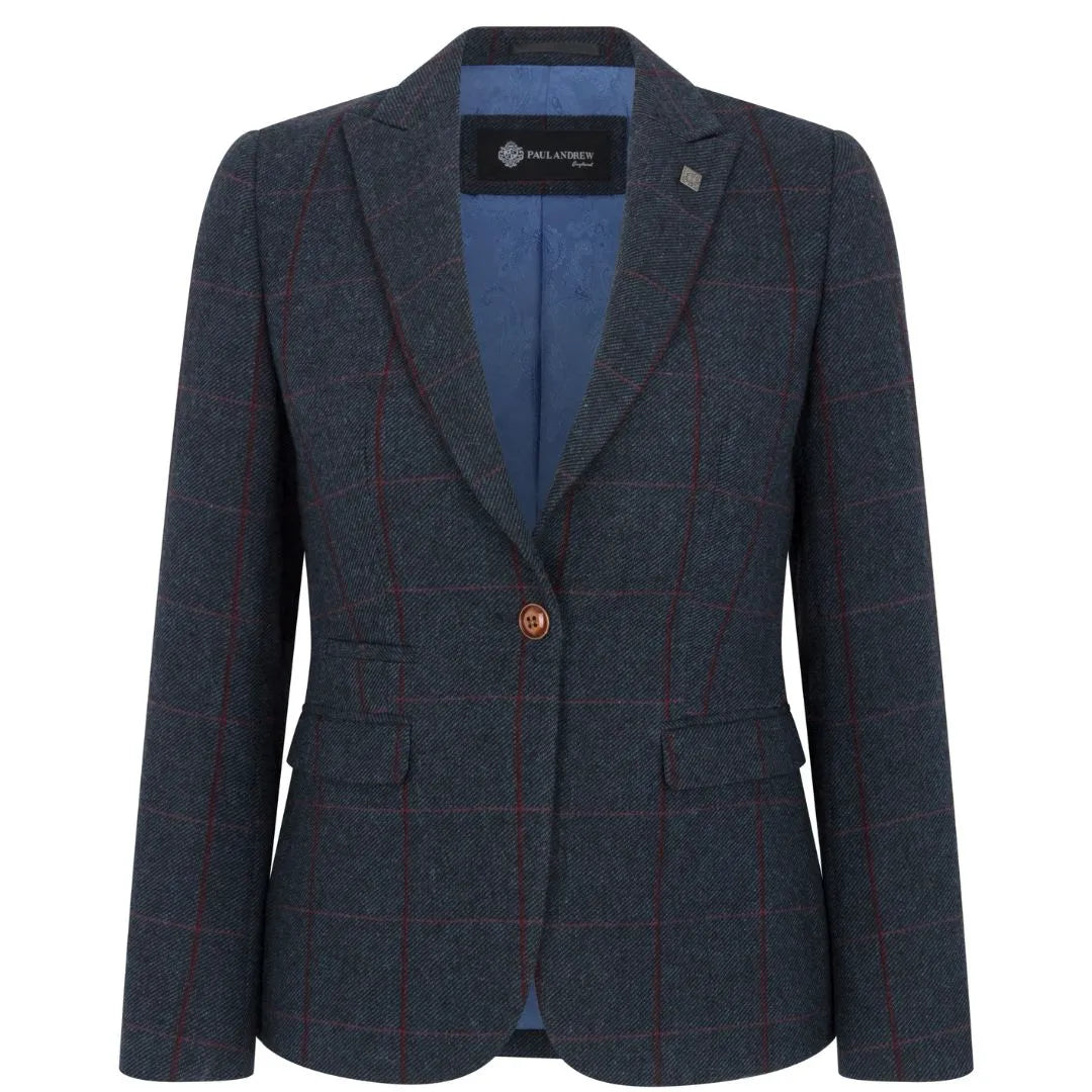 Madrid - Blazer sartoriale in tweed blu navy da donna