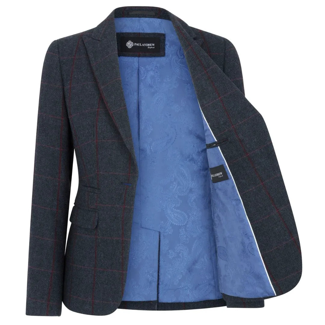 Madrid - Blazer sartoriale in tweed blu navy da donna