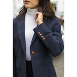 Madrid - Blazer sartoriale in tweed blu navy da donna