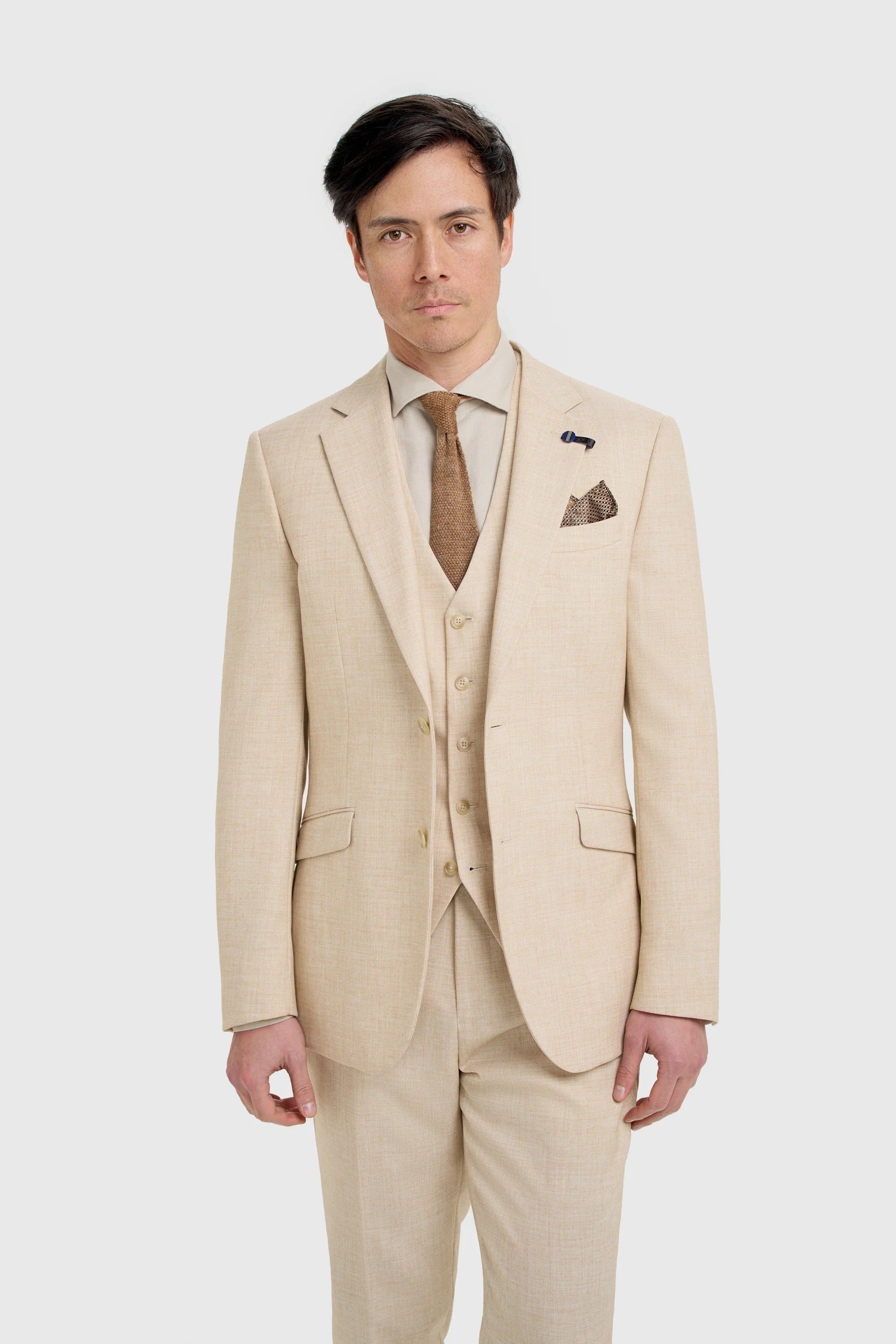 Malibu - Abito da uomo a tre pezzi beige con texture