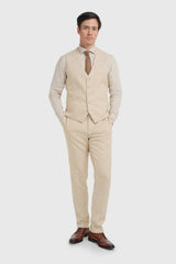 Malibu - Abito da uomo a tre pezzi beige con texture
