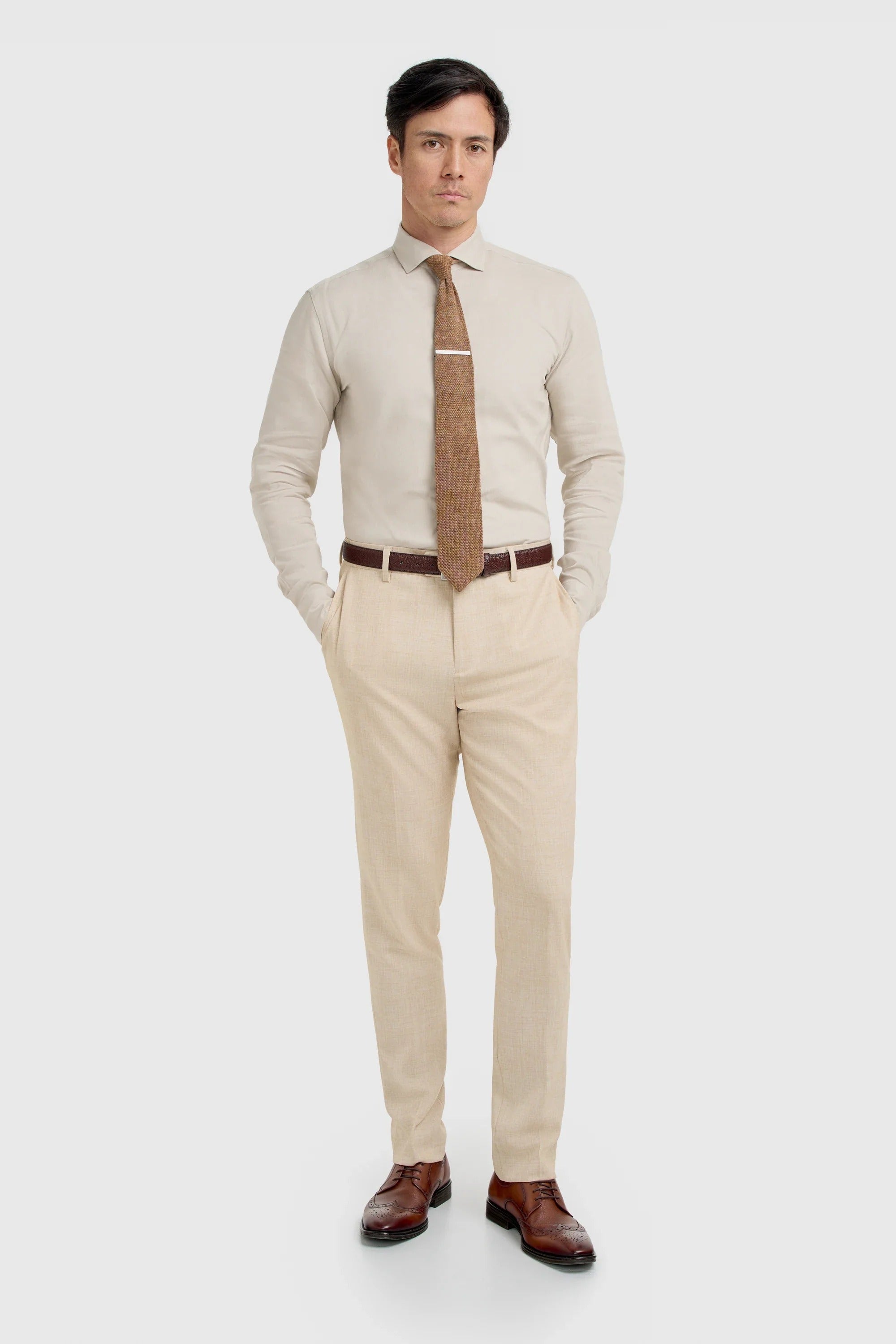 Malibu - Abito da uomo a tre pezzi beige con texture