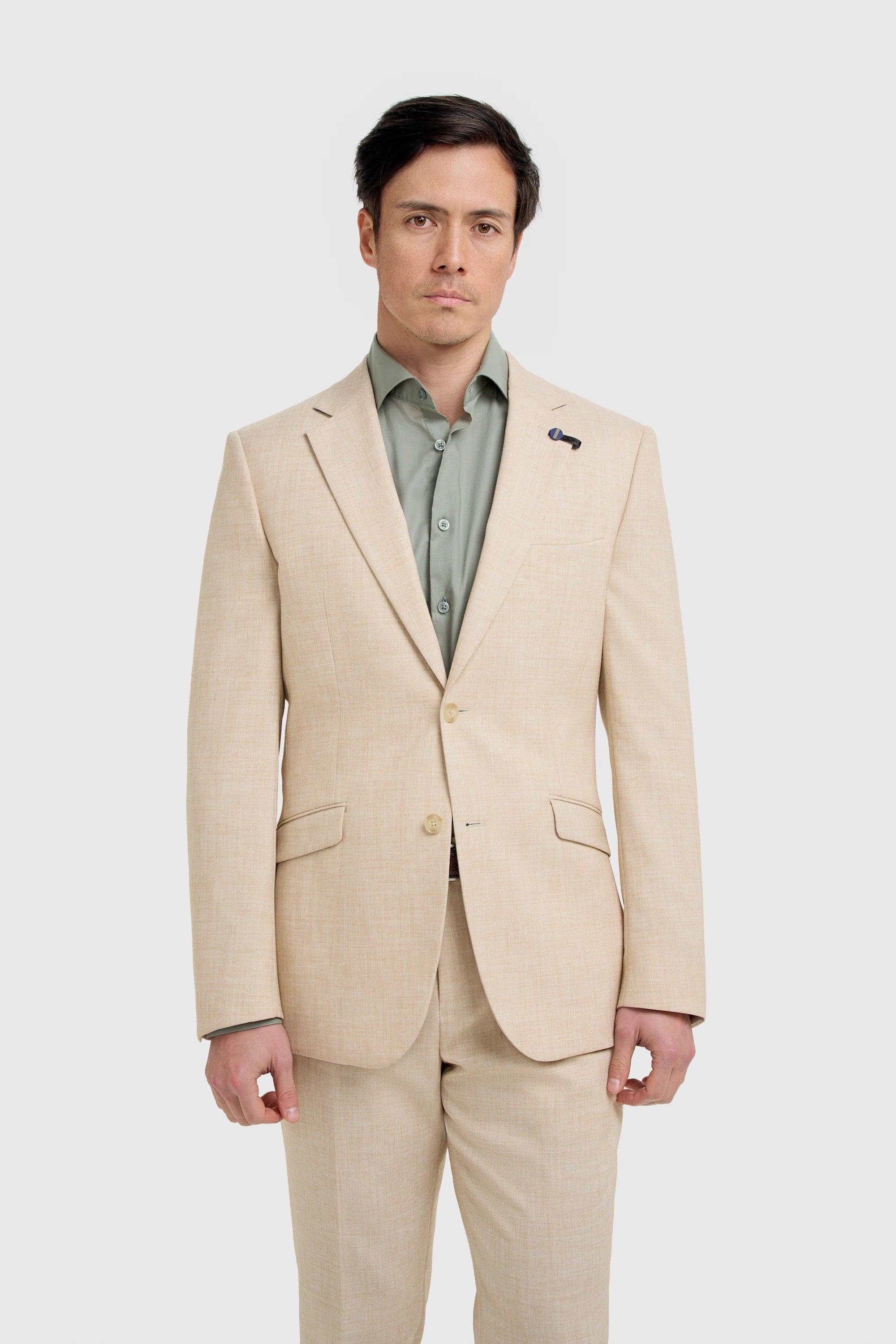 Malibu - Blazer da uomo beige testurizzato