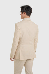Malibu - Blazer da uomo beige testurizzato