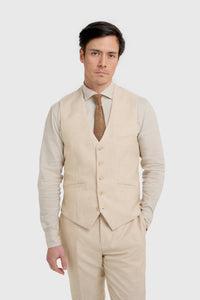 Malibu - Gilet da uomo beige testurizzato