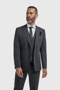 Malibu - Blazer da uomo color antracite con texture