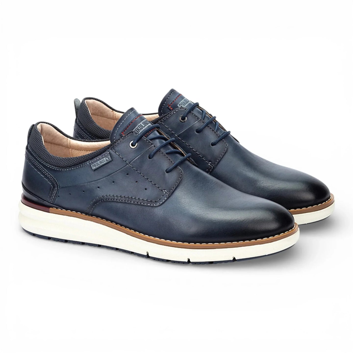 Manacor - Sneakers da uomo in pelle blu con lacci