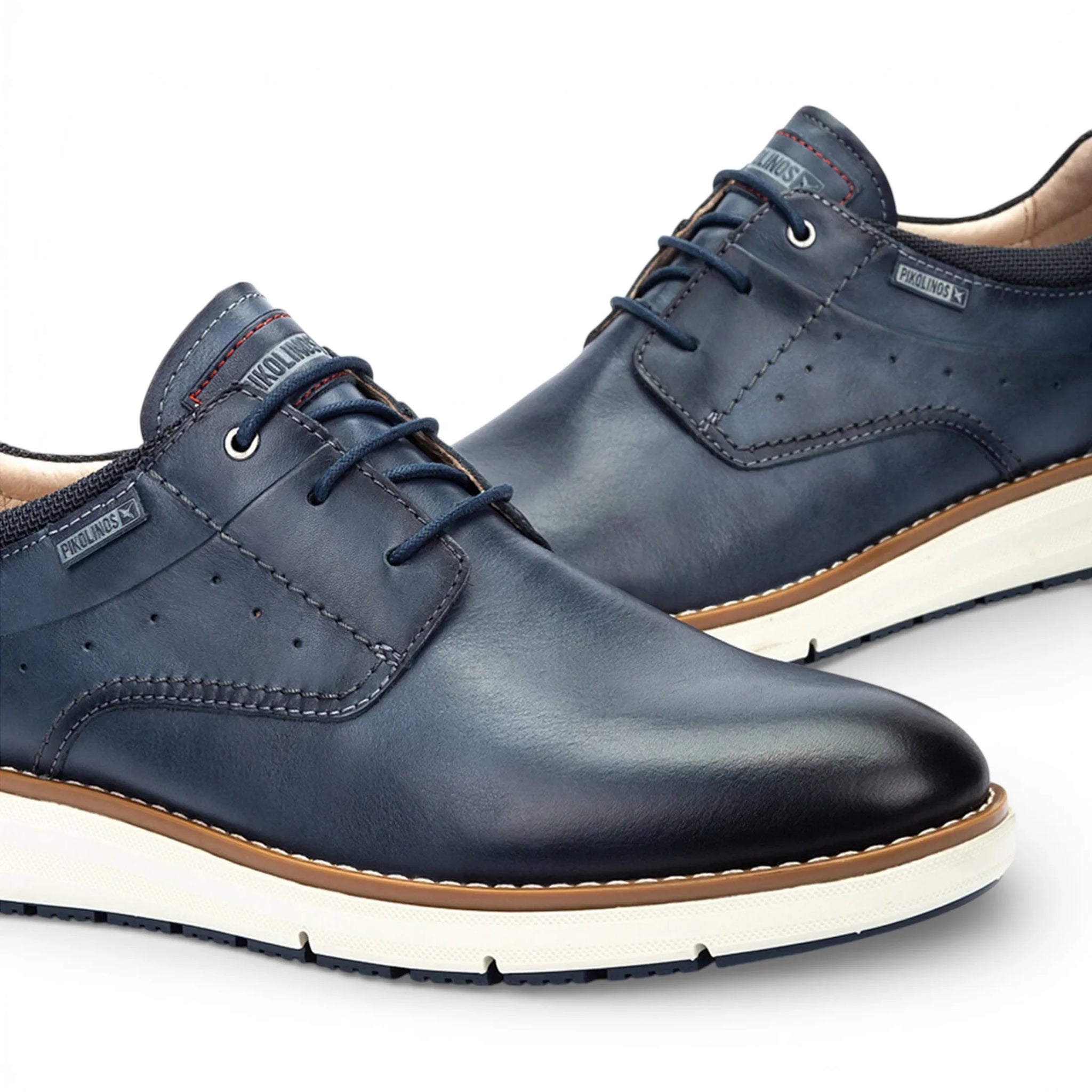Manacor - Sneakers da uomo in pelle blu con lacci