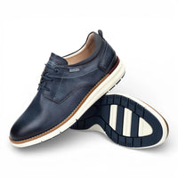 Manacor - Sneakers da uomo in pelle blu con lacci