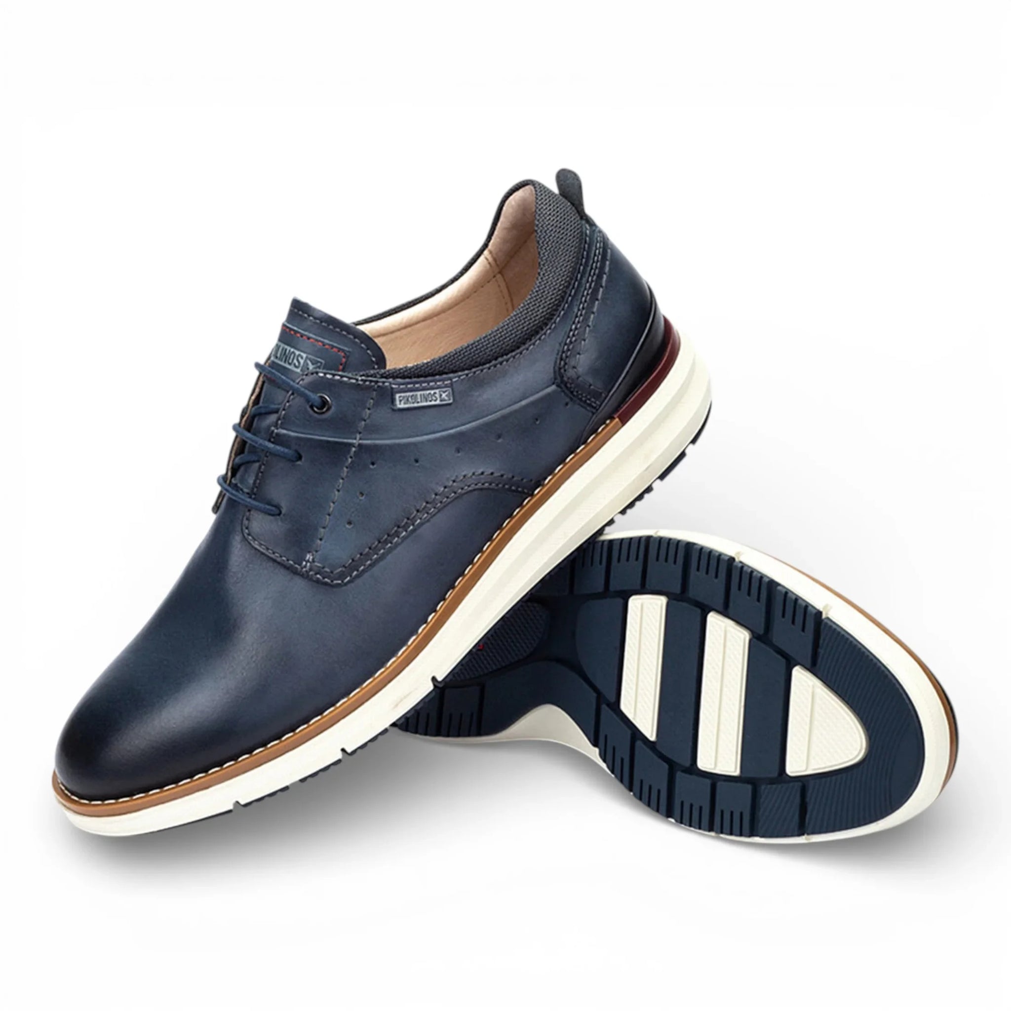 Manacor - Sneakers da uomo in pelle blu con lacci