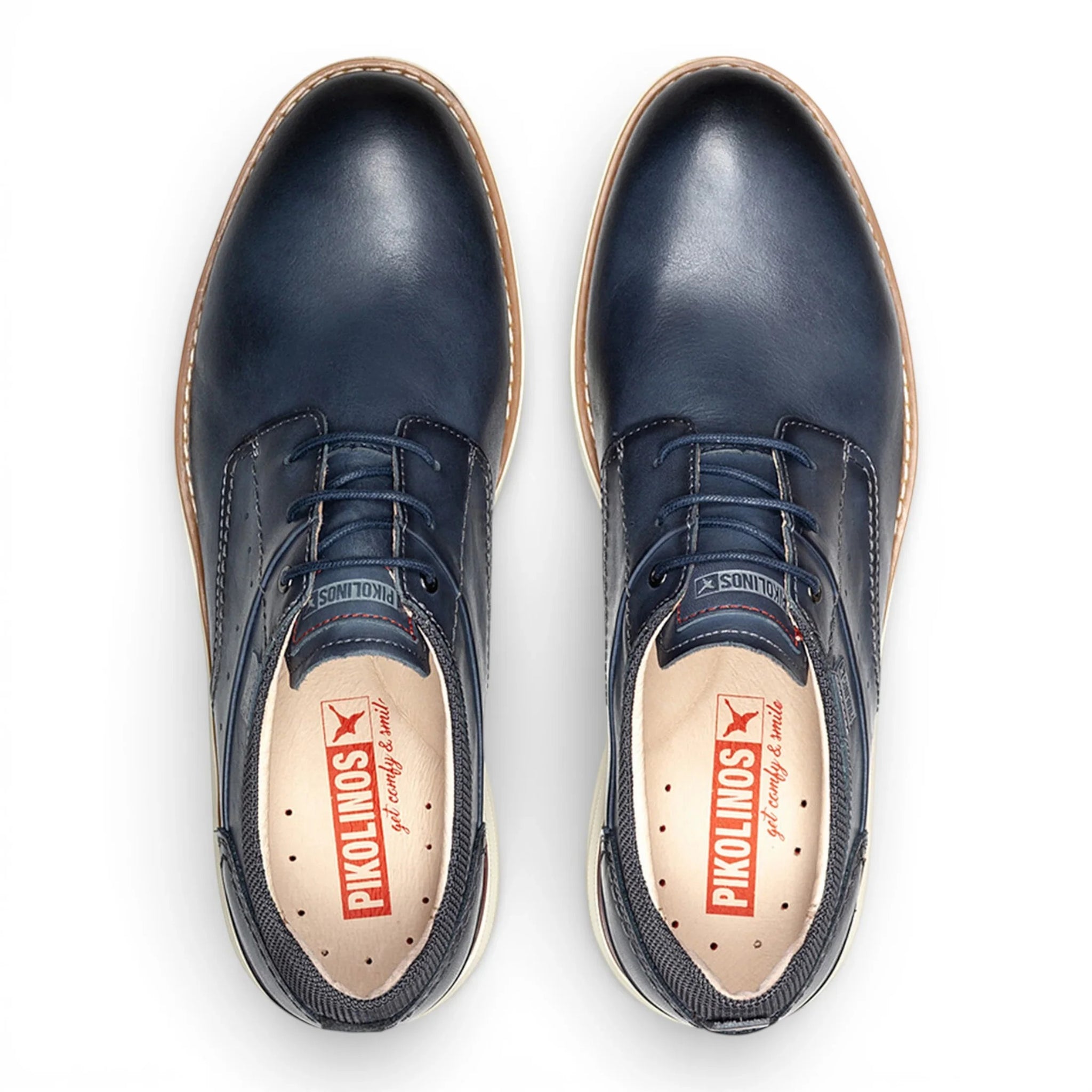 Manacor - Sneakers da uomo in pelle blu con lacci