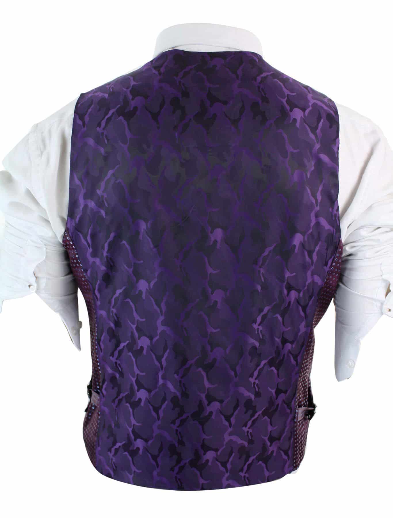 Mens Double Breasted Felt Tweed Vintage Retro Classic Waistcoat Slim Fit Herringbone-Melton DBC Black