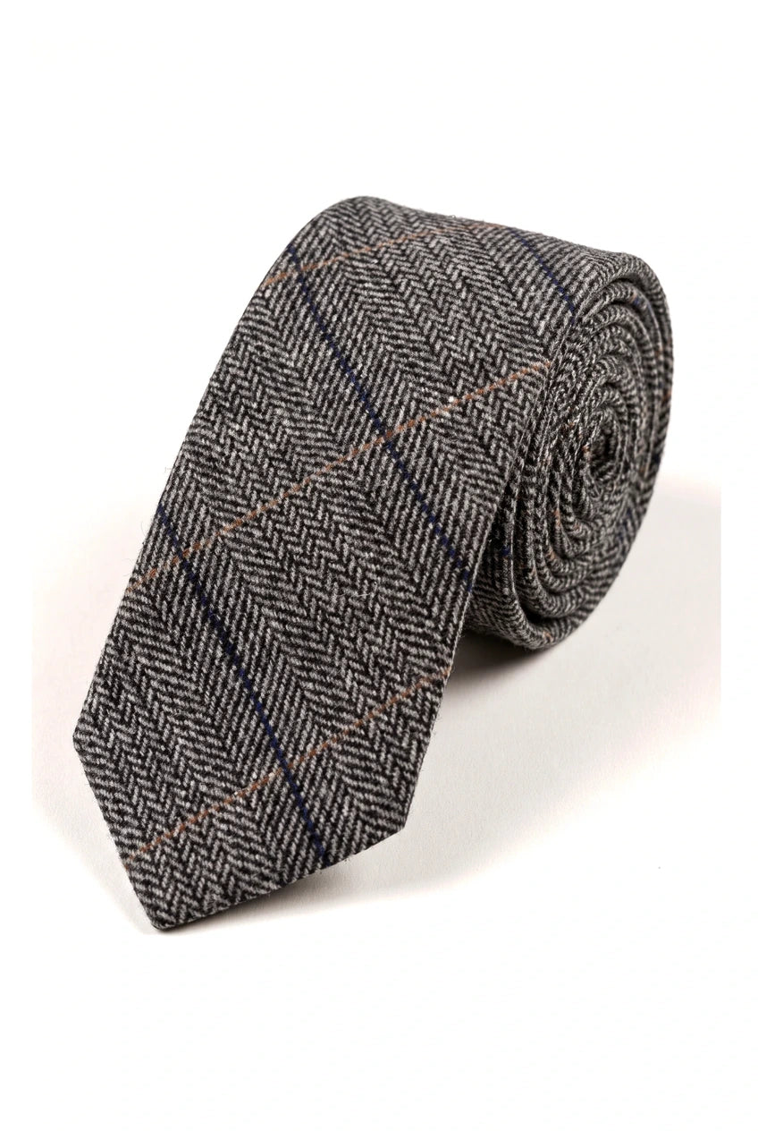 Cravatte Marc Darcy da uomo in tweed a spina di pesce con texture, stile classico vintage retrò DX7