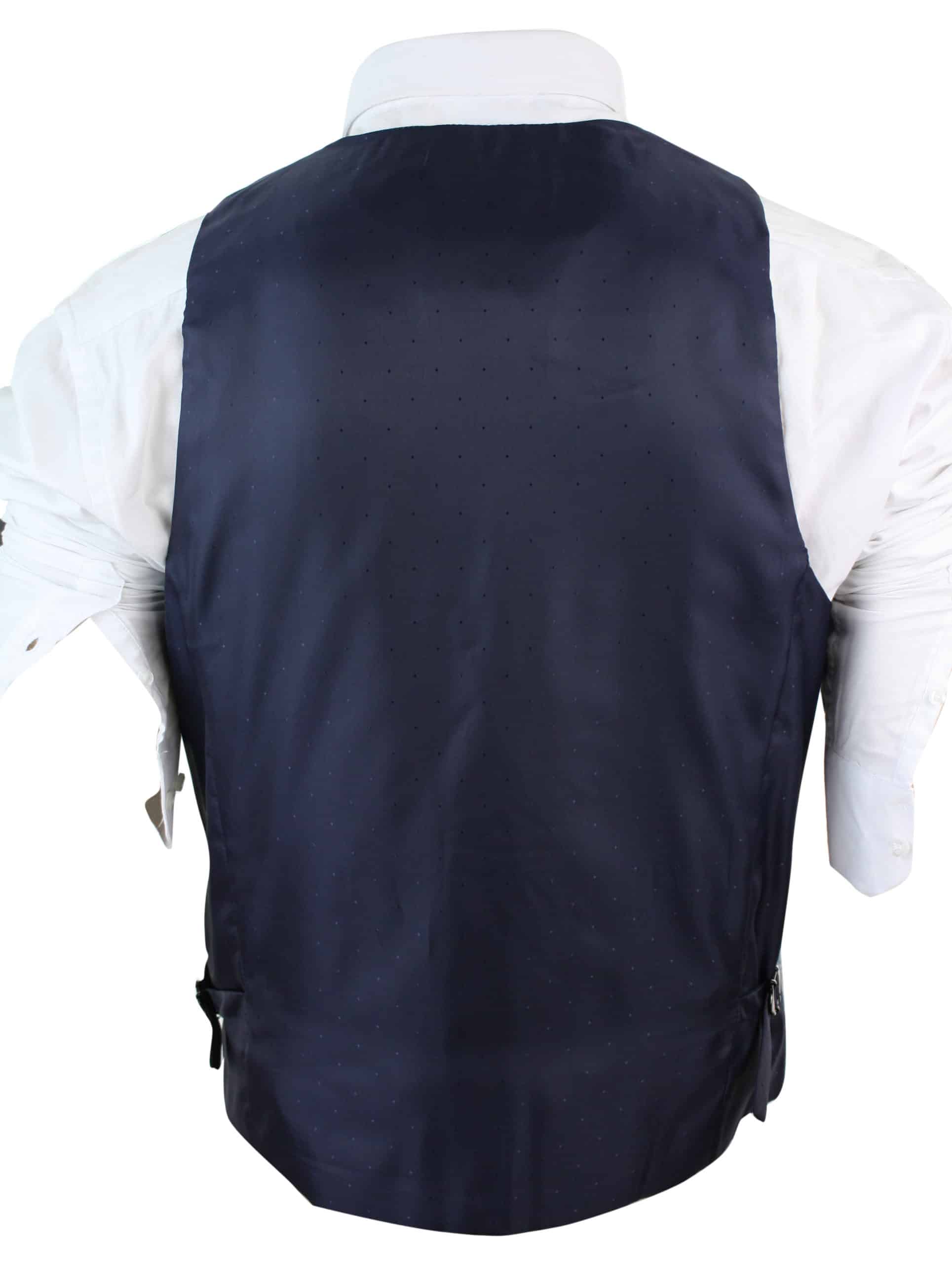 Mens Grey Blue Herringbone Tweed Slim Fit Chunky Waistcoat Blazer Smart Casual