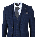 Marcos - Abito da uomo slim fit a 3 pezzi con motivo a quadri blu navy