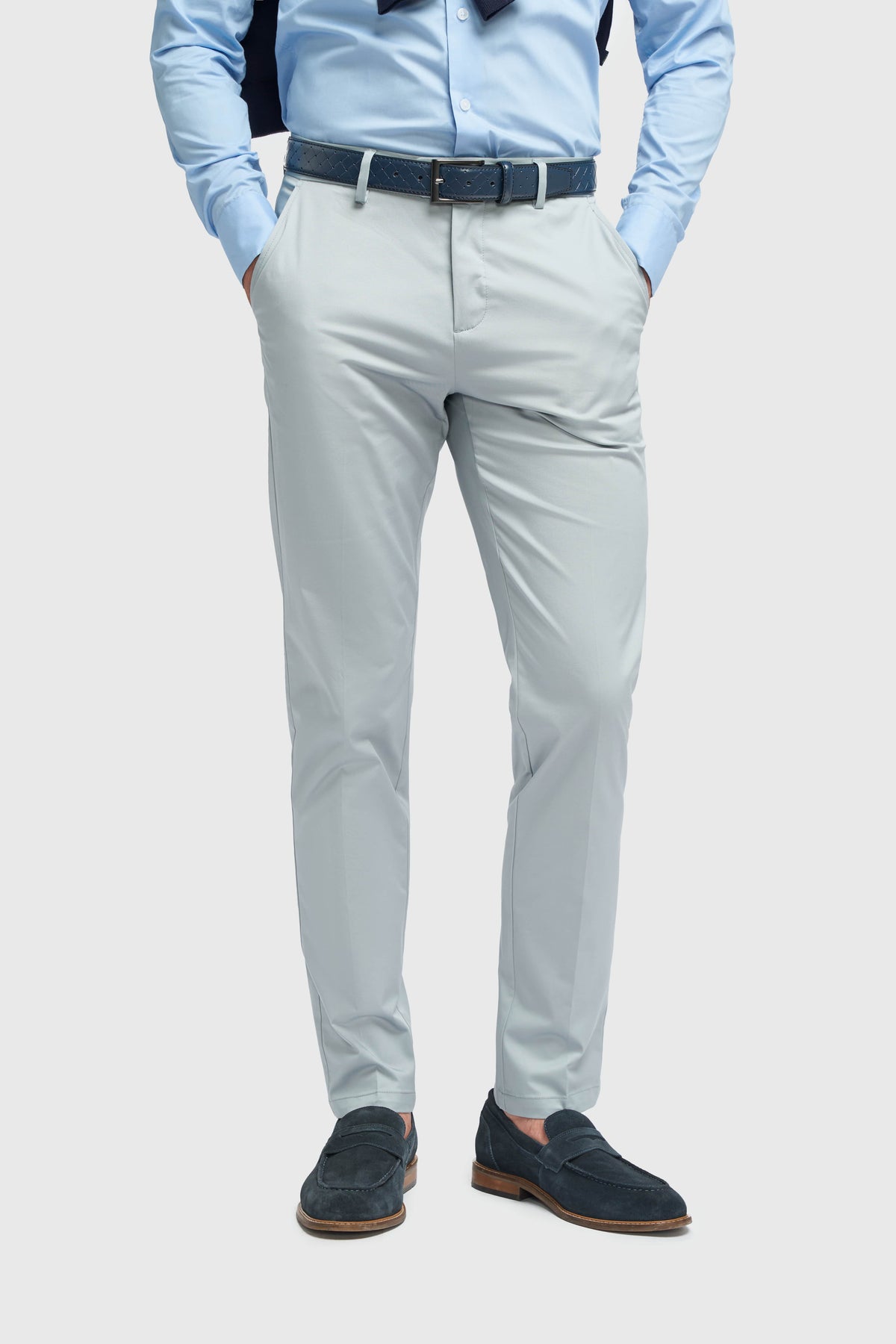 Mario - Pantaloni estivi da uomo azzurri