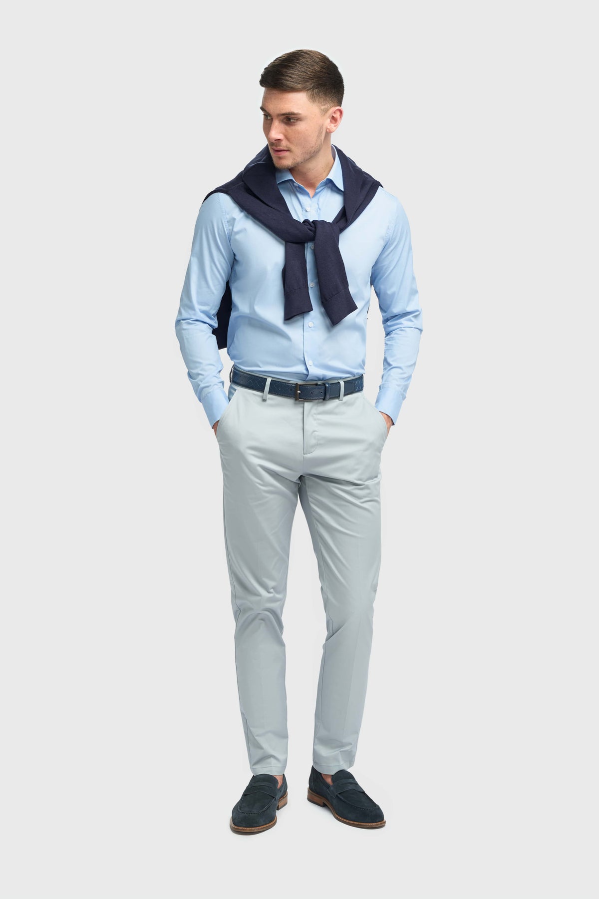 Mario - Pantaloni estivi da uomo azzurri
