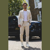 Mario - Men's 2 Piece Summer Suit Beige Office Wedding Classic Italian