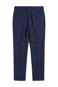 Mark - Pantaloni a quadri blu navy da uomo