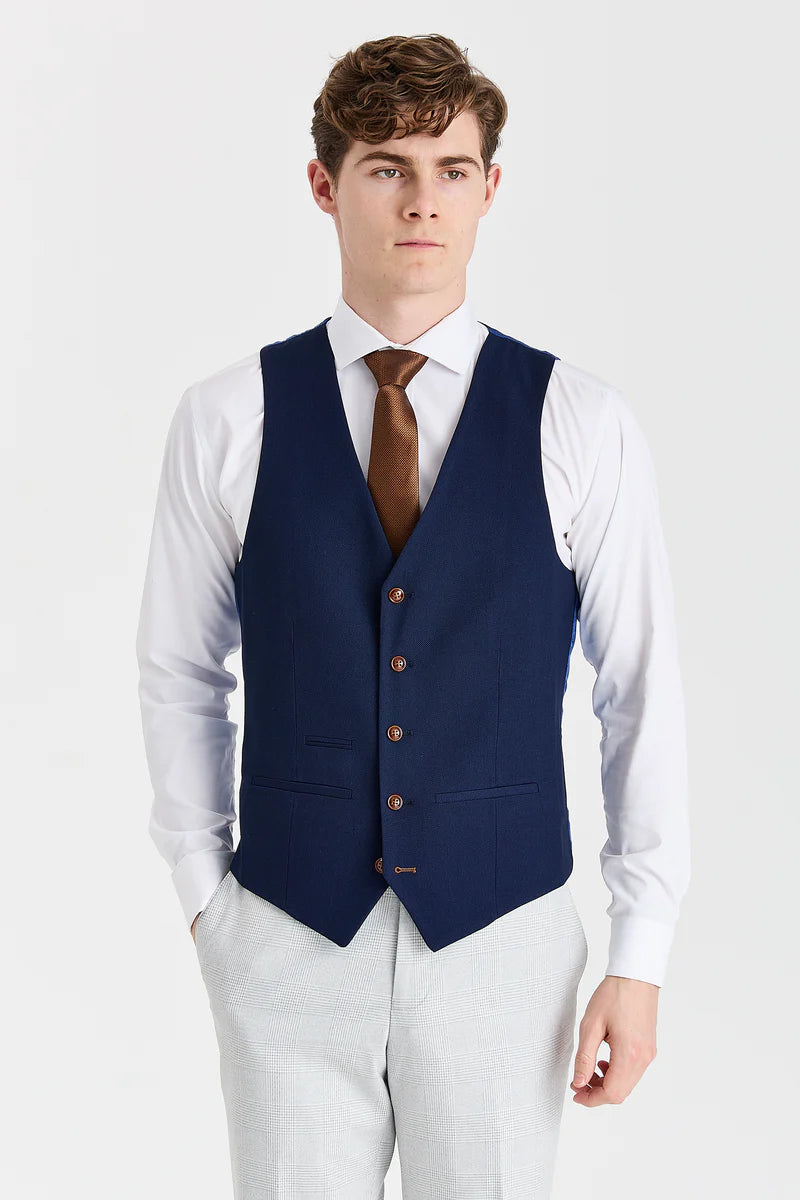 Abito Mark Stone con gilet blu navy Mayfair a contrasto