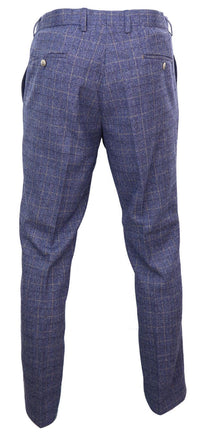 Matteo - Men's Blue Check Trousers