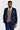 Abito testurizzato Mayfair blu navy con gilet a contrasto in tweed marrone Harris.