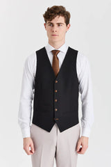 Abito Mayfair con texture effetto pietra e gilet nero a contrasto