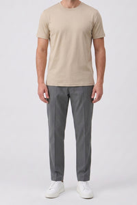 T-shirt da uomo classica beige in misto cotone