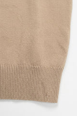 T-shirt da uomo beige in maglia, vestibilità regolare, girocollo, maniche corte