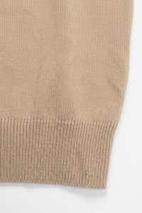 T-shirt da uomo beige in maglia, vestibilità regolare, girocollo, maniche corte