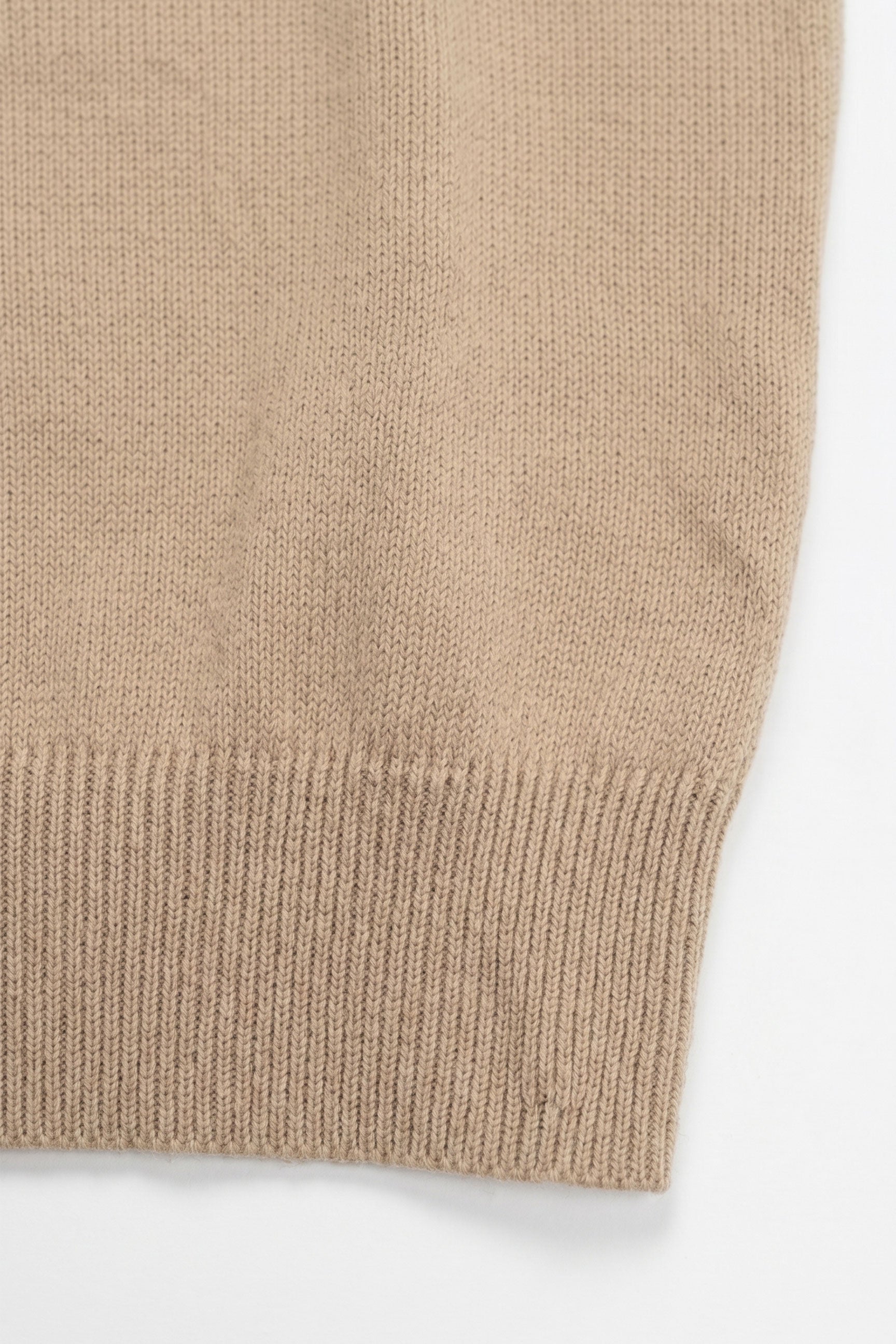 T-shirt da uomo beige in maglia, vestibilità regolare, girocollo, maniche corte