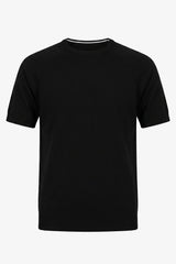 T-shirt classica da uomo nera a maniche corte con scollo rotondo