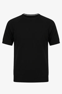 T-shirt classica da uomo nera a maniche corte con scollo rotondo