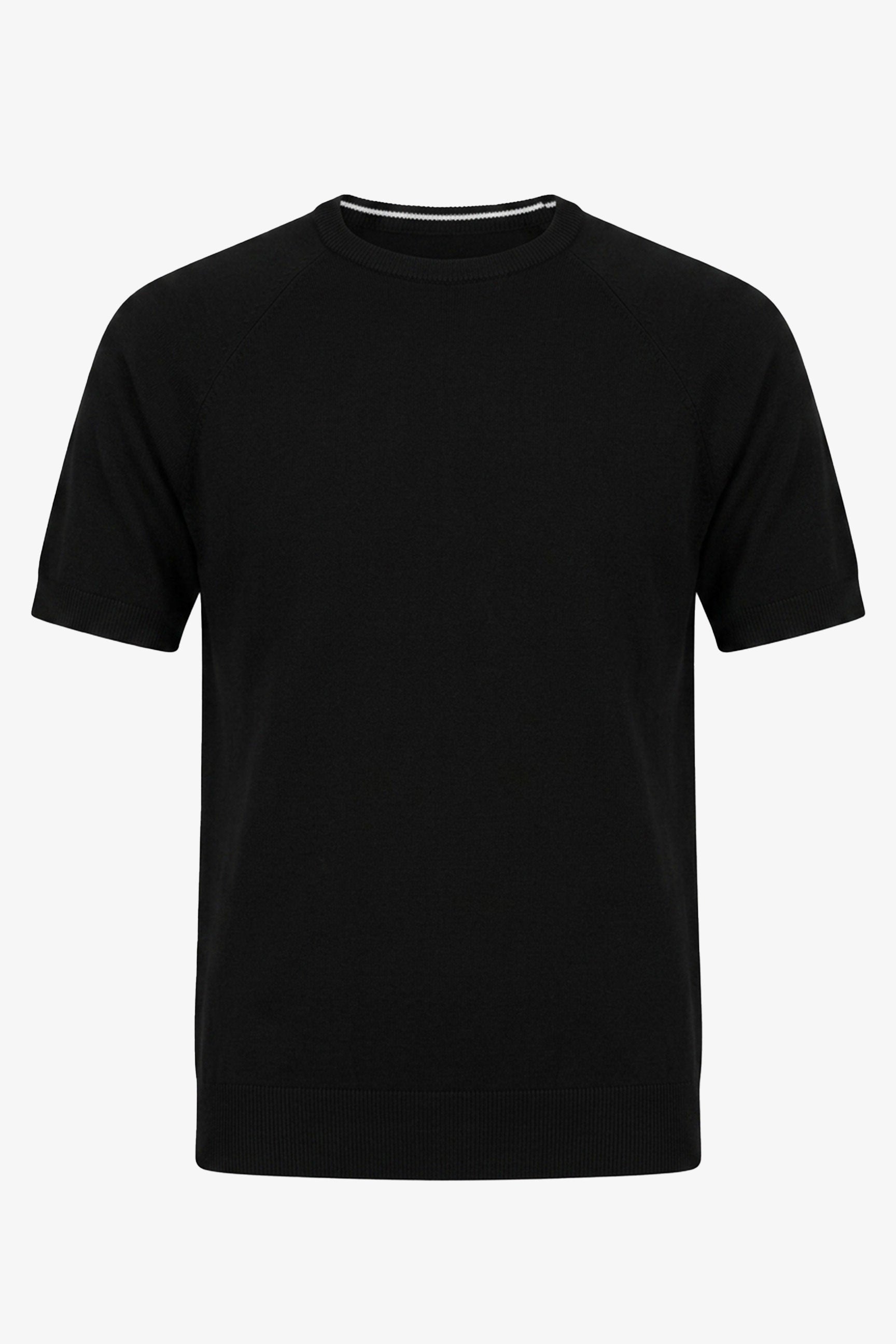 T-shirt classica da uomo nera a maniche corte con scollo rotondo