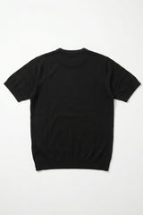T-shirt classica da uomo nera a maniche corte con scollo rotondo