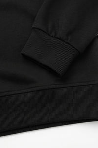 Felpa da uomo nera in misto cotone, girocollo, maniche lunghe, elasticizzata.