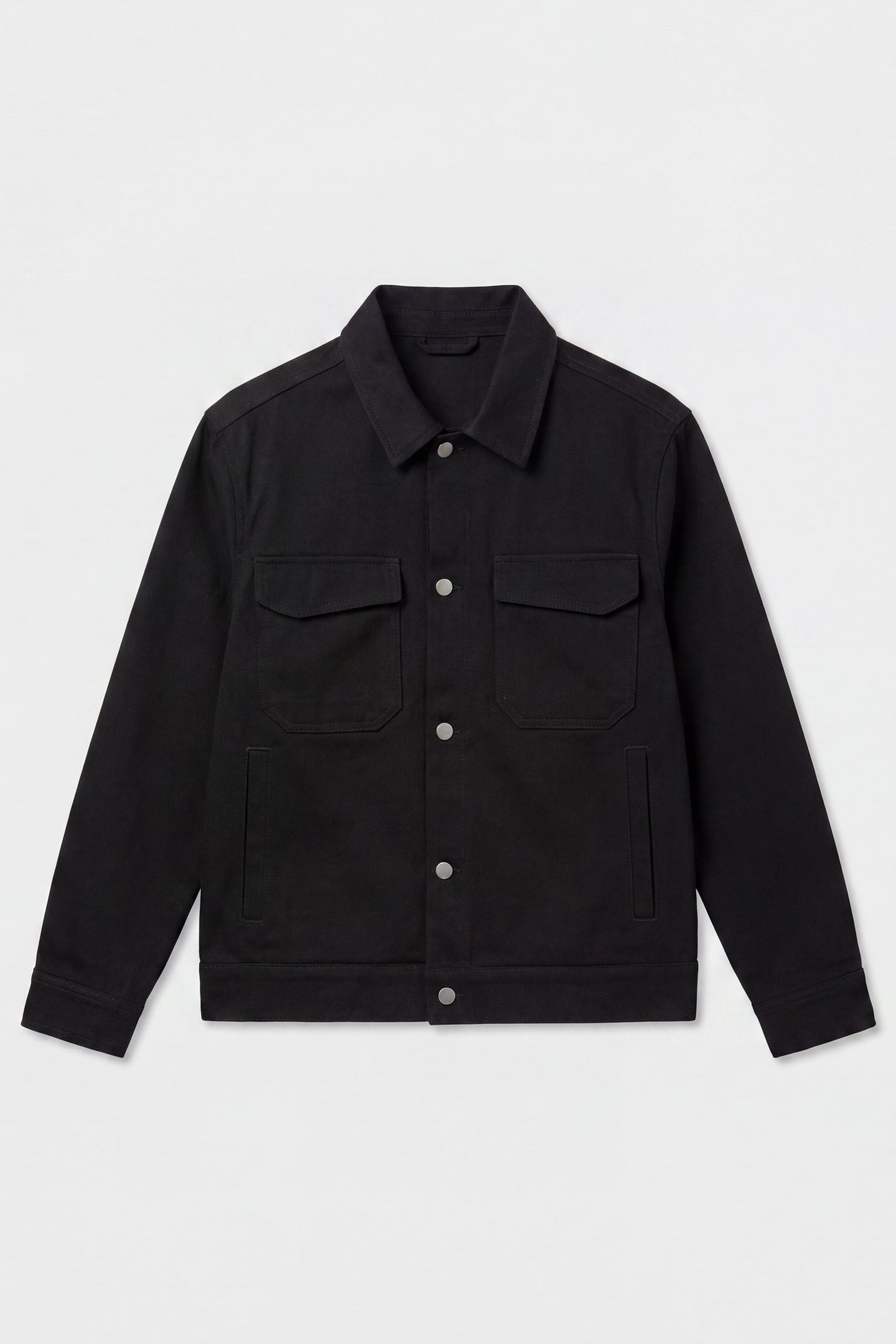 Giacca da uomo in twill di cotone nero - modello trucker