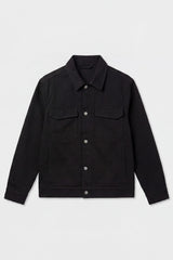 Giacca da uomo in twill di cotone nero - modello trucker