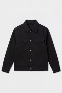 Giacca da uomo in twill di cotone nero - modello trucker