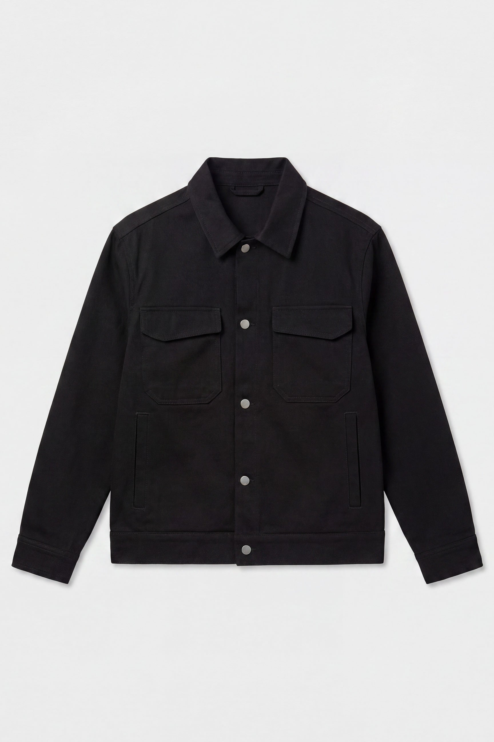 Giacca da uomo in twill di cotone nero - modello trucker