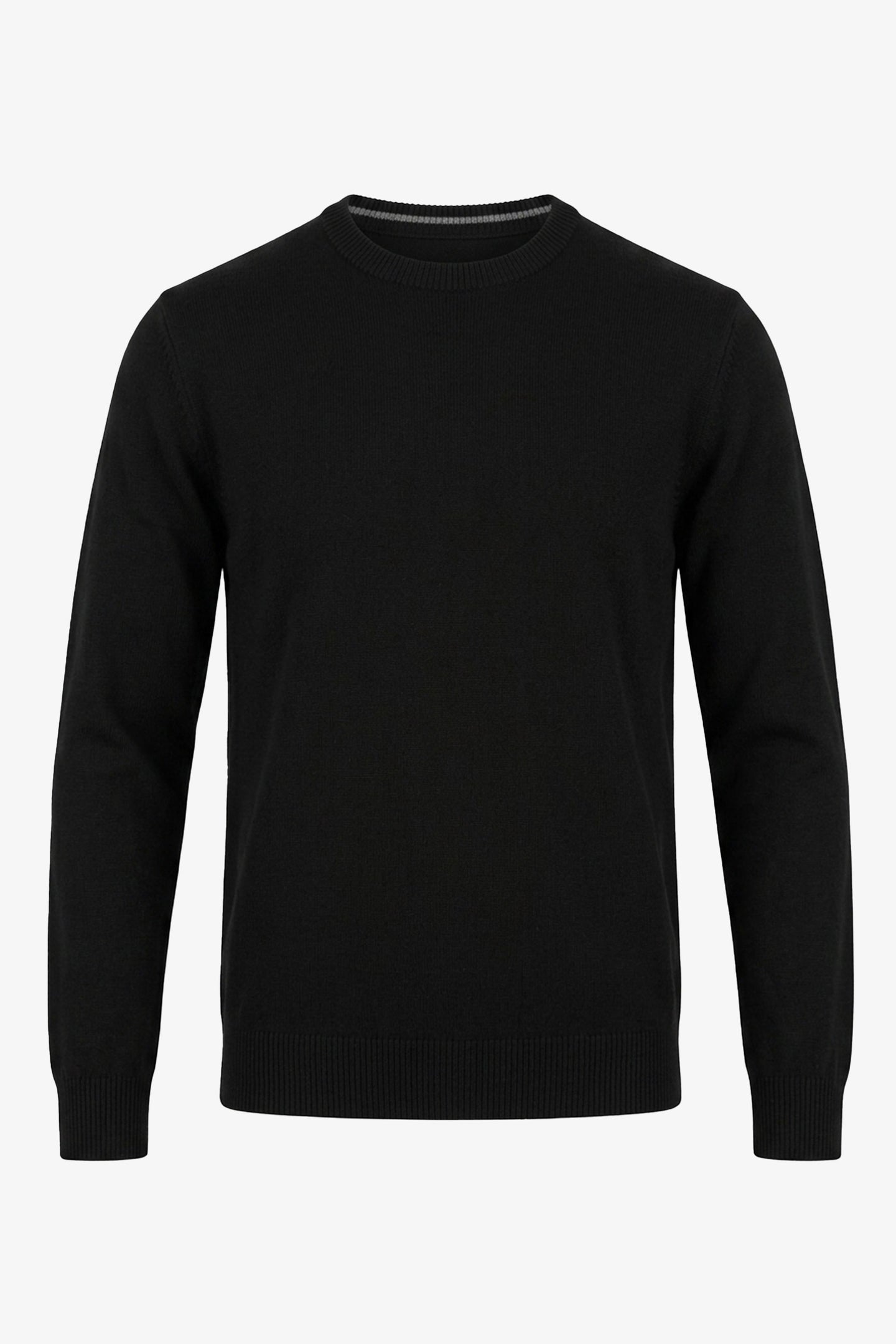 Maglione girocollo da uomo nero in maglia, pullover in acrilico