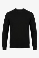 Maglione girocollo da uomo nero in maglia, pullover in acrilico